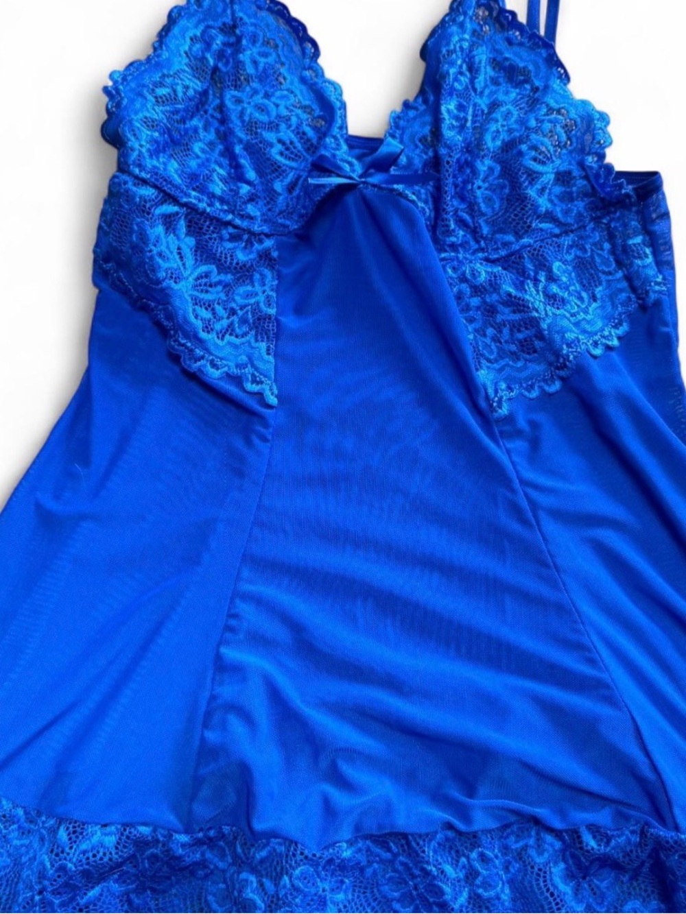 Blue Lace-Trim Chemise Nightgown - Women Intimates